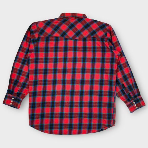 VTG Big Mac Men's Large Tall Plaid Flannel Shirt Pearl Snap Button Long Sleeve - Picture 7 of 9